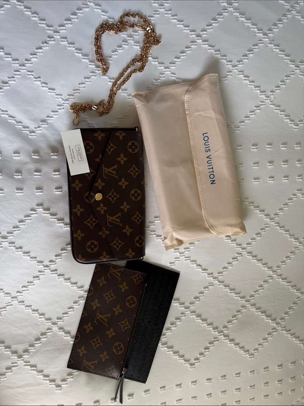Louis Vuitton Brown Monogram Chain Wallet with Gold Hardware - Picture 4 of 10